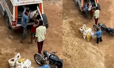 हद है! पूर्व केन्द्रीय मंत्री की नाम लिखी एंबुलेंस में ढोई जा रही थी रेत..मचा बवाल