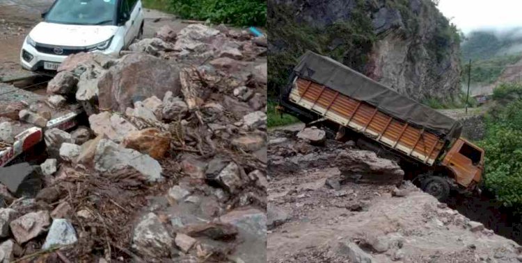 उत्तराखंड के कई जिलों में भारी बारिश से तबाही, यहां खाई में लटक गया ट्रक