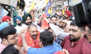 जालंधर उपचुनाव के लिए 'आप' प्रत्याशी सुशील कुमार रिंकू ने निकाली पदयात्रा