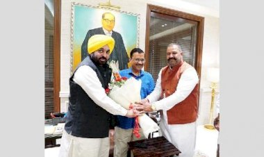 नवनिर्वाचित सुशील कुमार रिंकू ने आप सुप्रीमो केजरीवाल, सीएम मान से की मुलाकात