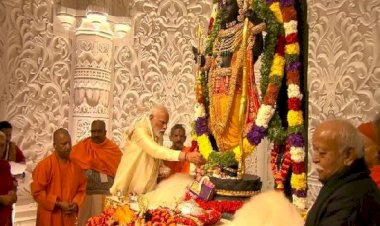 अयोध्या के श्री राम जन्मभूमि मंदिर में राम लला की मूर्ति की प्राण प्रतिष्ठा की गई