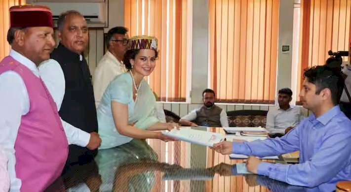 कंगना रनौत ने मंडी सीट से भरा नामांकन पत्र, निकाला रोड शो