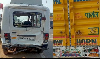 स्कूली बच्चों से भरी वैन ट्रक से टकराई, उपचार के बाद पीड़ितों को घर भेजा