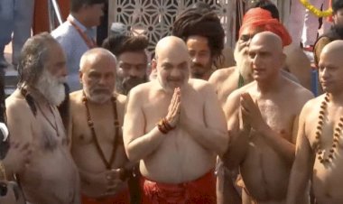 गृह मंत्री अमित शाह महाकुंभ मेले में शामिल हुए, हाथ में गंगा जल लेकर स्नान करते आए नजर