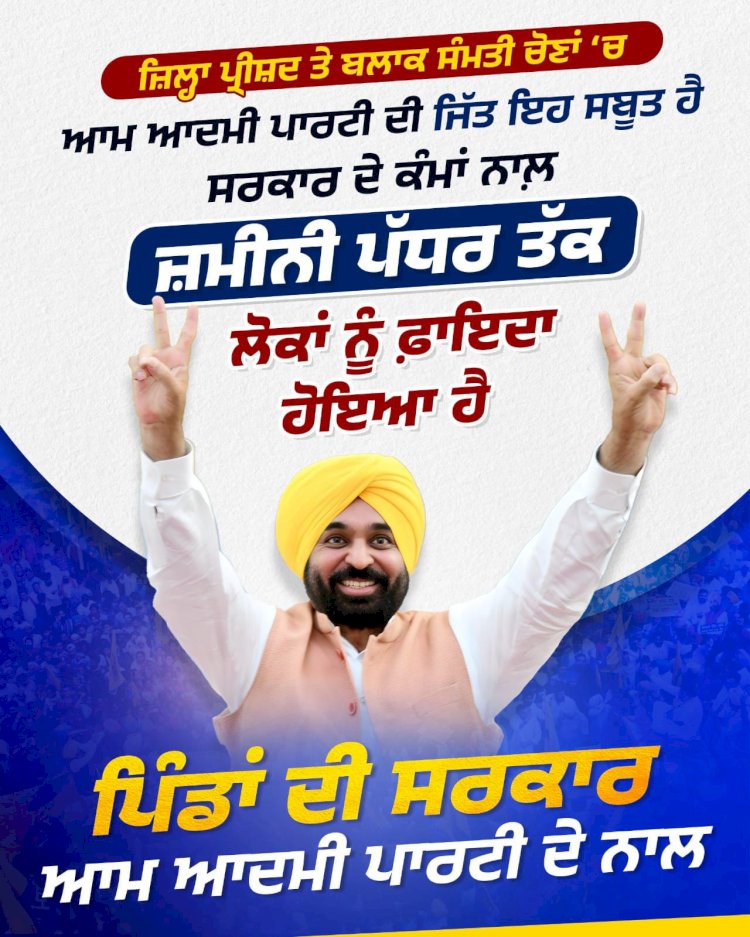 निष्पक्ष और पारदर्शी जिला परिषद व पंचायत समिति चुनावों में आप सरकार की ऐतिहासिक जीत