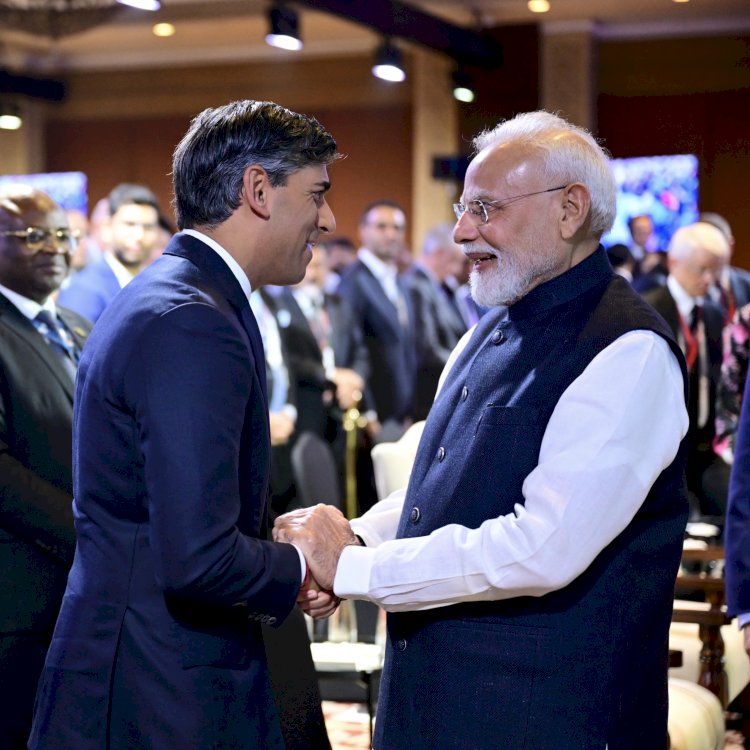 ब्रिटेन के पूर्व प्रधानमंत्री ऋषि सुनक ने ब्लूमबर्ग न्यू इकोनॉमी फोरम में प्रधानमंत्री नरेन्द्र मोदी से मुलाकात की
